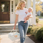 Lifewit Felt Diaper Caddy Organizer with Handle, Portable Baby Nappy Storage Basket Bag with Detachable Divider, for Nursery, Changing Table, Car, Regular, Beige, 13"×9.1"×7.1"