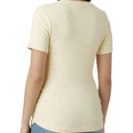 Motherhood Maternity Women's Short Sleeve Crew Neck Side Ruching Pregnancy Tee Shirt, Soft Yellow, Small