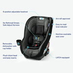 Graco Contender Slim Convertible Car Seat, West Point, Space-Saving Design, Lightweight and Compact