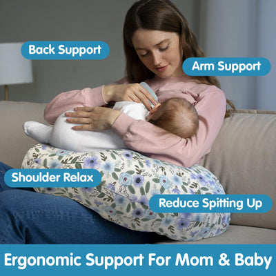 x-vesolje Nursing Pillow, Breastfeeding Pillow with Removable Cover, Ergonomic Breast Feeding Pillow, Baby Feeding Support Pillow for Mom Easier Breastfeeding- Original Size/Leaves