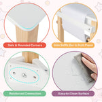 Costzon Kids Table and Chair Set, Toddler Art Table with Paper Roll, Drawer, 2 Marker Pens, Wooden Activity Table, Suitable for Playroom, Nursery, Gift for Boys Girls