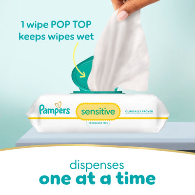 Pampers Sensitive Baby Wipes, Water Based Baby Wipes, Fragrance Free and Hypoallergenic, 588 Wipes Total (7X Refill Packs) [Packaging May Vary]