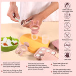 WAJIAYON Baby Breastmilk Popsicle Molds & Baby Fruit Feeder (4 Pack), Baby Food Freezer Tray Storage Containers, Silicone Teething Pacifier Feeder and Teether for Babies,Baby Feeder（Pink&Purple）