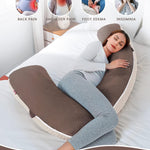 INSEN Pregnancy Pillows, L Shaped Full Body Maternity Pillow with Removable Cover, 57 Inch Pregnancy Pillows for Sleeping, Blue Jersey Cotton