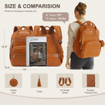 ROSEGIN Premium Vegan Leather Diaper Bag Backpack with Waterproof Changing Pad, Reinforced Zippers & Odor-Free, 20 Pockets Pro Organizer, Fits 15.6" Laptop, Stroller Straps, Baby Bag for Mom, Brown