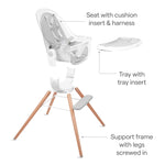 Munchkin® 360° Cloud™ Baby and Toddler High Chair with Clear Seat and 360° Swivel, White and Grey with Wooden Legs