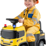 HONEY JOY Ride On Fire Truck, Licensed Scania Push Car for Toddlers, Light & Sound, Under-Seat Storage, No Power Foot-to-Floor Ride On Toy for Kids Boys Girls Gift (Red)