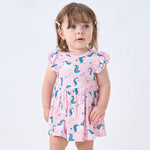 pureborn Baby Girls Viscose from Bamboo Bodysuit Dress Ruffle Sleeve Romper Twirl Skirt Playwear Dresses Light Pink Unicorn 3-6M