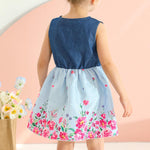 Toddler Girl Clothes 2t 3t Cute Girl Clothes Blue Striped Floral Summer Birthday Dress Sleeveless Ruffle Denim Bow Dress Spring Party Jean Dresses