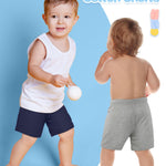 Resinta 4 Pack Baby Boys' Cotton Shorts Toddler Boy Soft Casual Pull-On Shorts Elastic Waist Kids Clothes for Summer