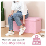 B FSOBEIIALEO Folding Storage Ottoman, Faux Leather Footrest Seat Long Shoes Bench Box Chest, Pink 30"x15"x15"