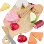 Fisher-Price Wood Pretend Play Toy Charcuterie Board Set, 19-Piece Playset with Wood & Fabric Food for Preschool Kids Ages 3+ Years
