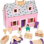 Melissa & Doug Fold and Go Wooden Dollhouse With 2 Dolls and Wooden Furniture,Multi,One Size