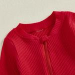 My First Christmas Baby Girl Outfit Long Sleeve Footed Romper Christmas Onesie Zipper Jumpsuit Newborn Clothes