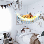 CERETIA Stuffed Animal Hammock with LED Light, Toy Hammock for Stuffed Animals Storage for Kids Room Decor, Stuffed Animal Hammock Corner, Baby Blue