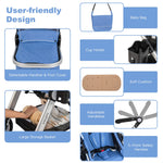 BABY JOY Baby Stroller, 2-in-1 Convertible Bassinet Reclining Stroller, Foldable Pram Carriage with 5-Point Harness, Including Cup Holder, Foot Cover, Diaper Bag, Aluminum Structure, Blue