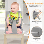 Toddler Booster Seat for Dining Table, Toddler Harness Booster Seat for Table, PU Easy Cleaning Kitchen Chair Booster Seat with Backrest Portable Travel Booster Seat Eating for Kids Child-Grey