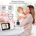 VTimes Baby Monitor with Camera and Audio - 2.4'' LCD Screen, Video Baby Monitor No WiFi Night Vision VOX Mode Pan-Tilt-Zoom Temperature Display Two-Way Audio Lullabies Feeding Alarm - 1000ft Range