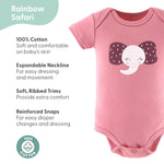 The Peanutshell Baby Girl Short Sleeve Bodysuits - Girl Clothes, Newborn 0-3, 3-6, 6-9, 9-12, 12-18, 18-24 Months Baby Clothes - 100% Cotton Infant, New Born Outfits - Rainbow Safari (0-3)