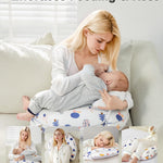 CrystCare Nursing Pillow for Breastfeeding & Bottle Feeding –Breastfeeding Pillow with Adjustable Waist Strap, Feeding Pillow for Tummy Time,Removable Cotton Cover for Mom Comfort (Forest)