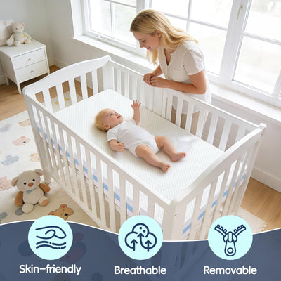 voomf Crib Mattress, Dual Sided Memory Foam Baby Toddler Bed Mattress, 52" x 27.6" x 5.5" Soft Breathable Mattresses with Removable Machine Washable Cover, Fits Standard Cribs&Toddler Beds