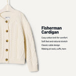 Amazon Essentials x Sofia Grainge Unisex Babies' Cable Knit Fisherman Cardigan Sweater, Ivory, 18 Months