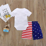 XFGLCK Newborn Infant Baby Boy 4th of July Shorts Set Short Sleeve Bodysuit + Stars Stripe Short American Flag Summer Outfits (My First 4th of July, 3-6 Months)