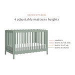 Babyletto Swell 4-in-1 Baby Crib Convertible to Wooden Toddler Bed, Daybed & Full-Size Bed - Easy Assembly, GREENGUARD Certified - Made of 100% Solid Wood, Includes Toddler Conversion Kit - Light Sage