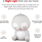 Tonies Night Light - Sleepy Penguin Audio Play Character from Sleepy Friends | Warm Glow | 140 Minutes of Beautifully Composed Melodies | Record Your Own Bedtime Stories