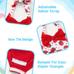 Kucnuzki Baby Girl Bathing Suit One Piece Swimsuit Strawberry Bikini Set Baby Swimsuit 6-12 Months Toddler Girl Swim Bathing Suits with Hat