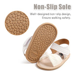 CoKate Baby Girls Sandals Ruffle Bowknot Premium Soft Sole Anti-Slip Open Toe Breathable Summer Outdoor First Walker Shoes Baby Sandals 0-3 months girls Bow White