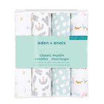 aden + anais Essentials Cotton Muslin Swaddle, Breathable Baby Blanket, Ideal for Boys, Girls, Newborns, Babies & Infants, Receiving Blanket, Soft and Lightweight Wrap, 4 Pack, Alphabet Animals