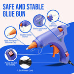 Amazzeo Mini Hot Glue Gun and Sticks Set 40pcs with 5 Fingers Safety Caps - Kids & Home Use Gun, Pistola De Silicona Caliente School Projects & Quick Repairs Small Glue Gun for Crafts