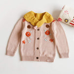 Simplee kids Baby Cardigan Hand Knitted Cardigan with Hand Embroidery Sweater Long Sleeve Baby Girl Coat for Winter and Autumn 6-12 Months B - Pink