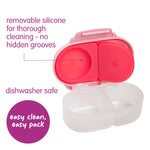 b.box Snack Box - Leakproof Mini Bento Box for Kids & Toddlers, 2 Compartment Snack Containers for Kids, Lunch Containers, Dishwasher Safe, BPA Free, PFAS Free, Ages 4m+, 1 3/4 Cup - Flamingo Fizz
