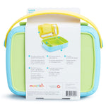 Munchkin Lunch Bento Box for Kids and Toddlers, Includes Stainless Steel Utensils, BPA-Free, 18 Months and Up, Blue/Green/Yellow