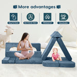OSYKIU 18PCS Modular Kids Play Couch, Convertible Sectional Sofa for Toddlers, DIY Creative Playroom Furniture, Foam Floor Cushion for Boys and Girls, Building Fort and Lounge Set (Blue) (Blue)