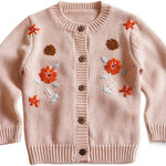 Simplee kids Baby Girl Thin Sweater Solid White Pink Cardigans for Toddler 0-3Years