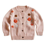 Simplee kids Baby Cardigan Hand Knitted Cardigan with Hand Embroidery Sweater Long Sleeve Baby Girl Coat for Winter and Autumn 6-12 Months B - Pink
