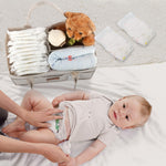 Tuyeabc Baby Diaper Caddy - Enlarge Nursery Storage Bin and Car Organizer for Diapers and Wipes - Storage Basket for Newborn Essentials, Gift for Baby Shower and Registry Must(Oatmeal)