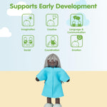 PlanToys® Wooden Grandmother Dollhouse Figure - Dark Skin Tone | Poseable 1:12 Scale Dollhouse People | Montessori Pretend Play Doll with Bendable Arms & Legs | Eco-Friendly Wooden Figurine for Kids