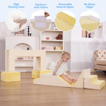 HAHASOLE Kids Couch, Modular Toddler Couch, Kids Sofa with Ottomans, Foam Play Blocks, Climbing Playset with Slide Stairs, Convertible Plush Sofa for Playroom