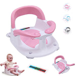 Baby Bath seat for Babies 6 Months & up, 360° Stable Toddler Bath Chair with one-Touch Button, Back Hollow Design, Water Temperature Card & 4 Suction Cups for Safety (Gray)