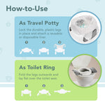 Kalencom Potette Plus 2-in-1 Travel Potty and Trainer Seat - Dual-Purpose Potty Training Toilet Seat - Portable Potty for Toddler Travel - With Durable, Lock-In Legs and Splash Guard - Pastel Pink