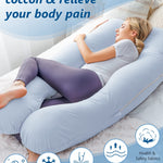 Meiz Pregnancy Pillow, Cooling Pregnancy Pillows for Sleeping, Maternity Pillow for Pregnant Women, Pregnancy Body Pillow with Cooling Jersey Cotton Cover, Blue