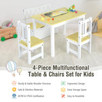Costzon 2 in 1 Kids Table and Chair Set, Wood Activity Table with Toy Storage Bench & 2 Chairs for Children Reading, Arts, Crafts, Snack Time, Homework, Playroom, Toddler Table and Chairs (Natural)
