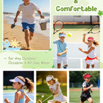 Century Star UPF 50+ Kids Visor Sun Hat Adjustable Girls High Ponytail Tennis Hat Sports Boys Running Golf Visor Cap 1Pc Pink 6-12T
