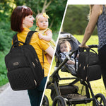 Diaper Bag Backpack - Extra Large Diaper Bag for 2 Kids Twins (Expandable 30-38L) - Travel Baby Backpack with Changing Pad for Mom Dad (Quilted, Water Resistant, Black)