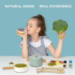 WoodenEdu Premium Toddler Play Kitchen Toys, Wooden Kitchen Utensils, Accessories for Pretend Play Kitchen Set, Montessori Learning Toy, Pretend Cooking Playset, Gift for 3+