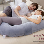 Momcozy Pregnancy Pillow, Original F Shaped Maternity Pillow for Pregnant Women with Adjustable Wedge Pillow, Full Body Support Pregnancy Pillows for Side Sleeping with Velvet Cover, Grey